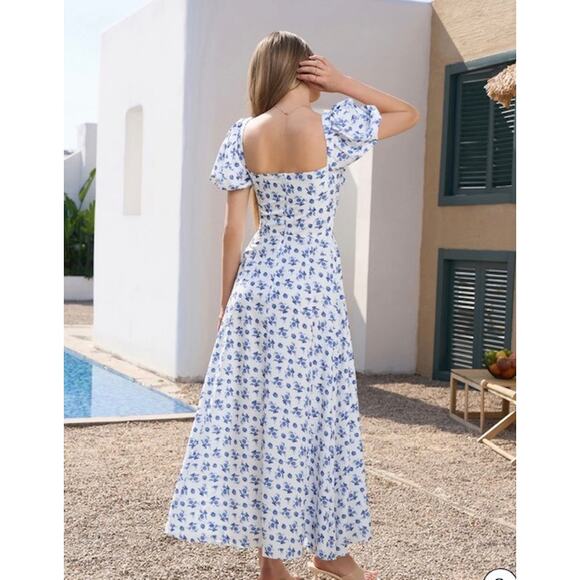 Regency Floral Dress Women Medium Puff Prairie Whimsy Spring Summer Bridgerton - Picture 2 of 6